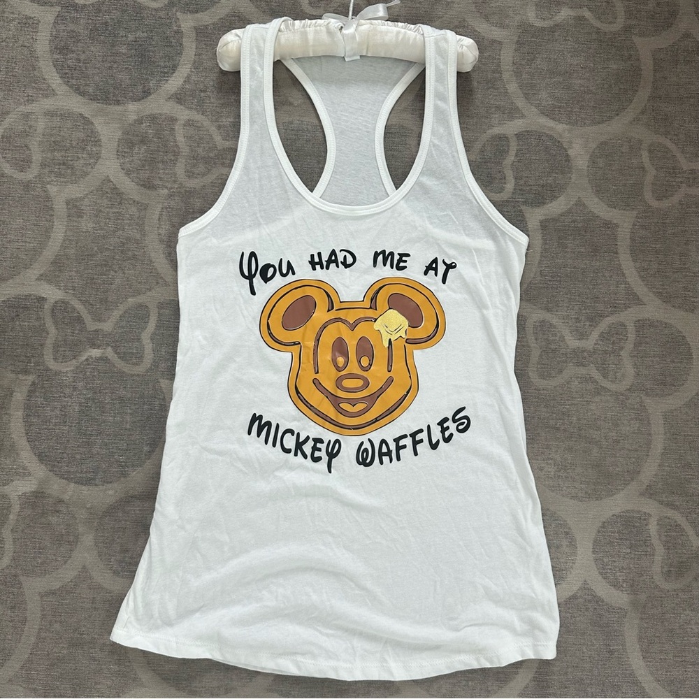 Mickey waffle white tank top